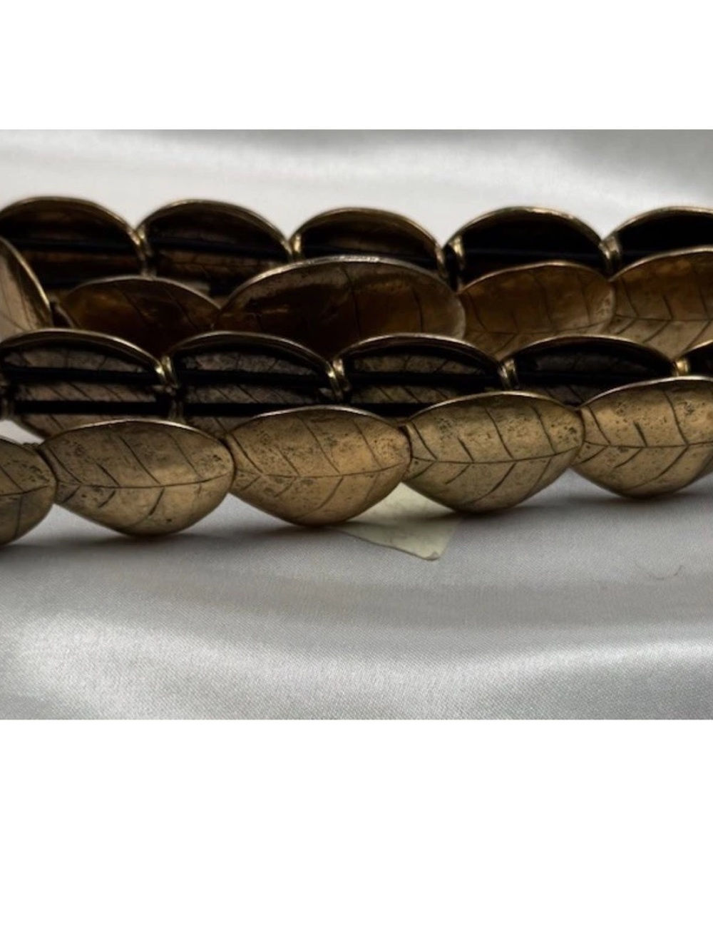 Coldwater Creek Leaf Medallion Stretch Belt Gold Tone Boho Plus Size 1X 2X